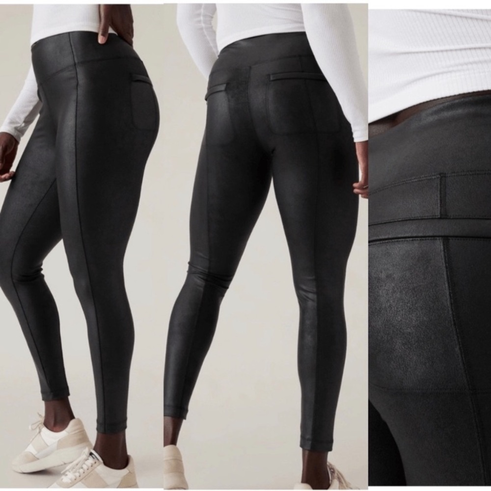 Athleta Delancey Gleam Tight Legging Lustre /Black Pants Size Medium Petite